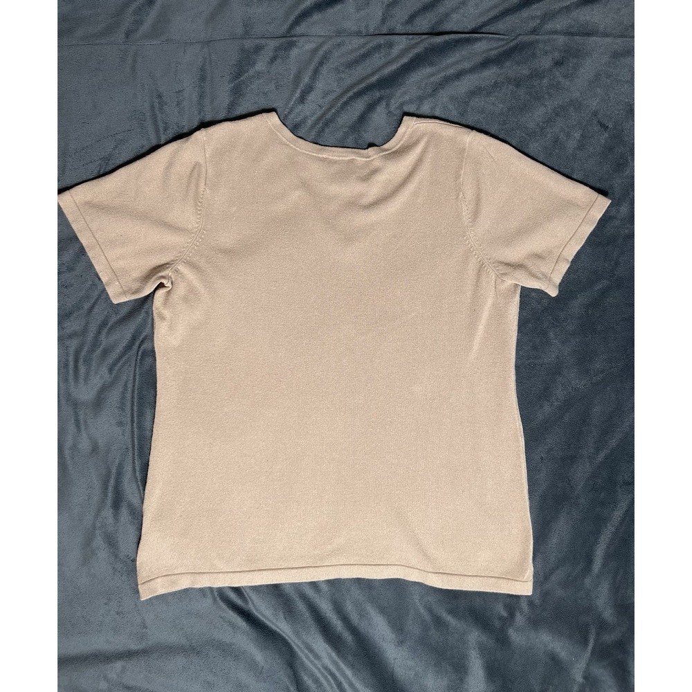 Whisper Knit Louis Dell'Olio Blouse Size L Solid Beige - Picture 7 of 8